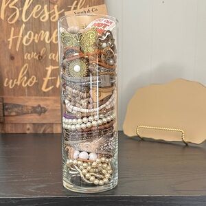 Eclectic Mystery jewelry jar in earth tones